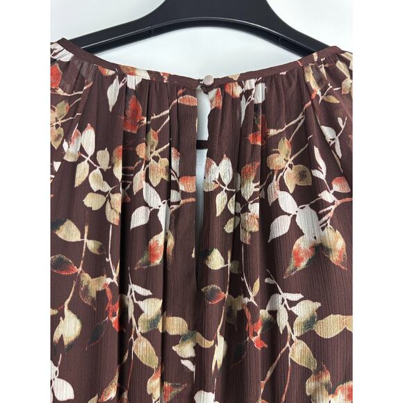 NWT Calvin Klein Floral Keyhole Maxi Dress Size 14 Burgundy Boho Peasant Folk - Picture 10 of 12